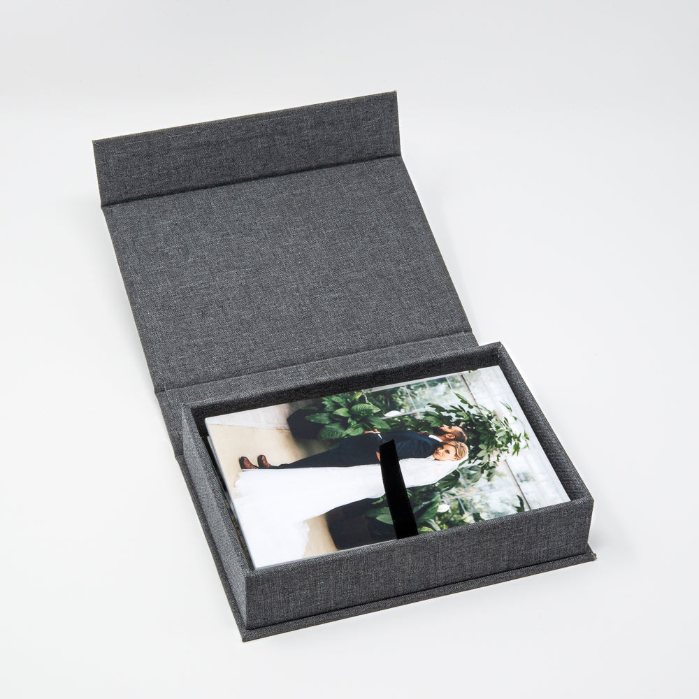 Charcoal Linen Photo Box
